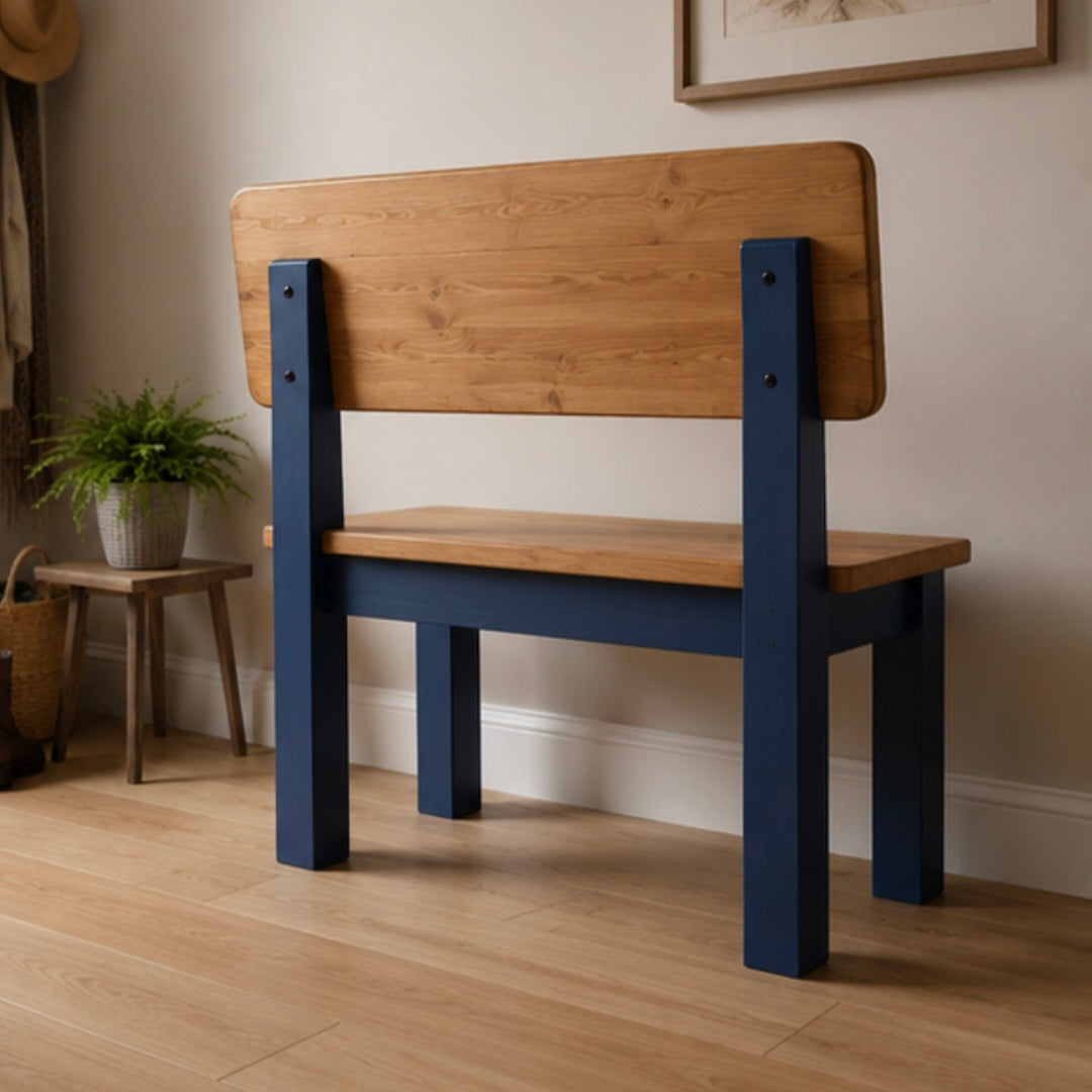 Farmhouse Backrest Dining Bench - Chunky Bench