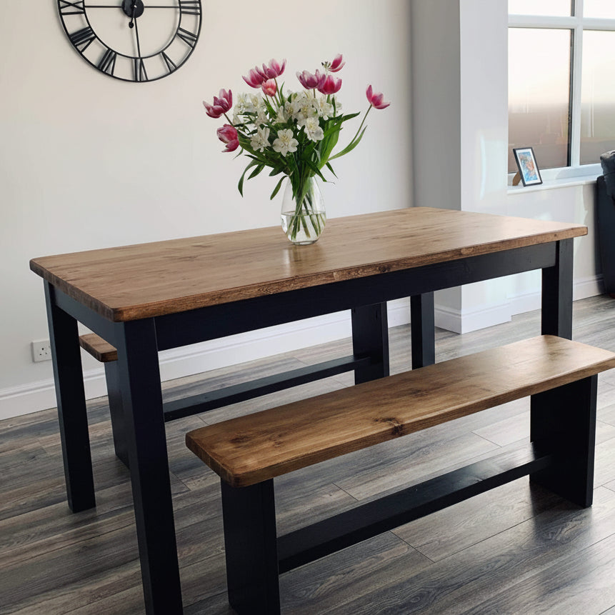 Slim Dining Table & 2 Bench Set