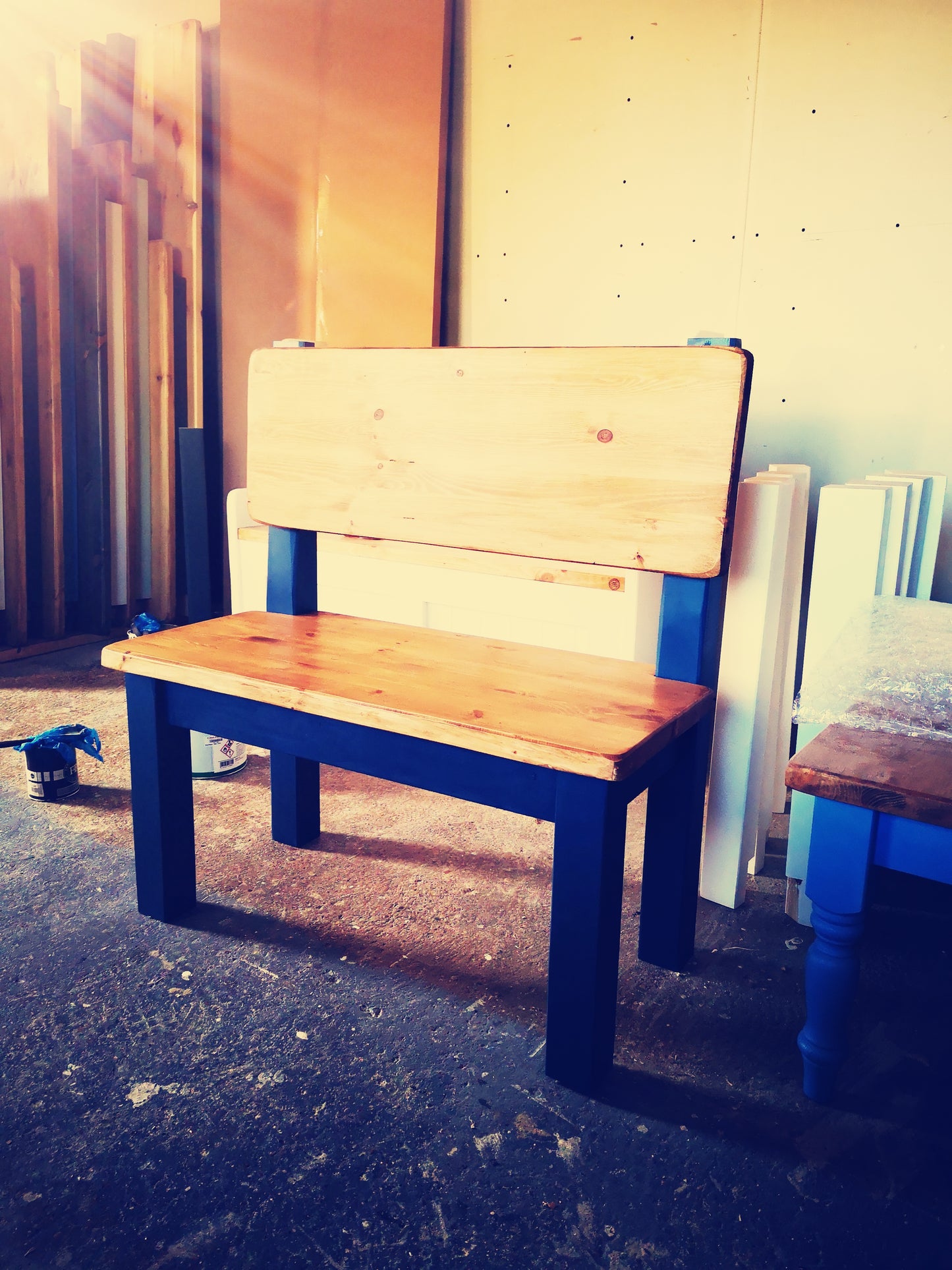 Farmhouse Backrest Dining Bench - Chunky Bench