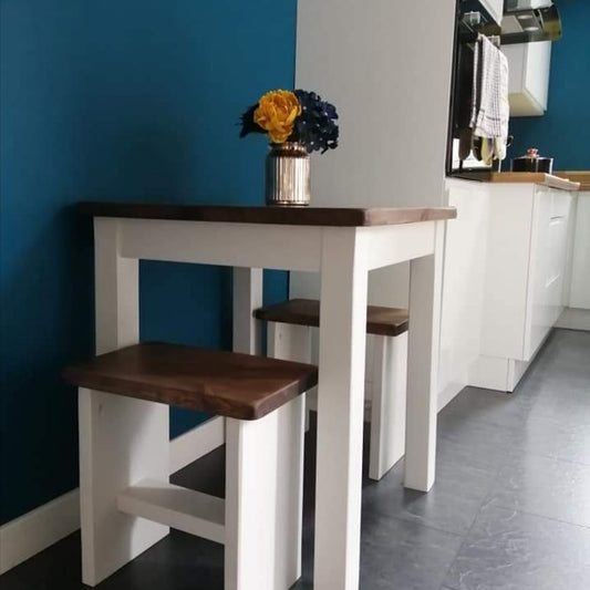 Square Slim Dining Table & 2 Bench Set