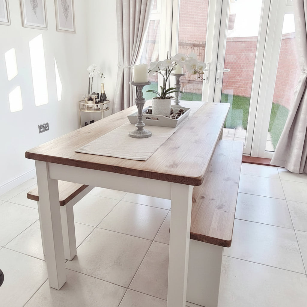 Slim Dining Table & 2 Bench Set