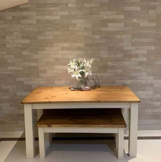 Chunky Dining Table & 1 Bench Set