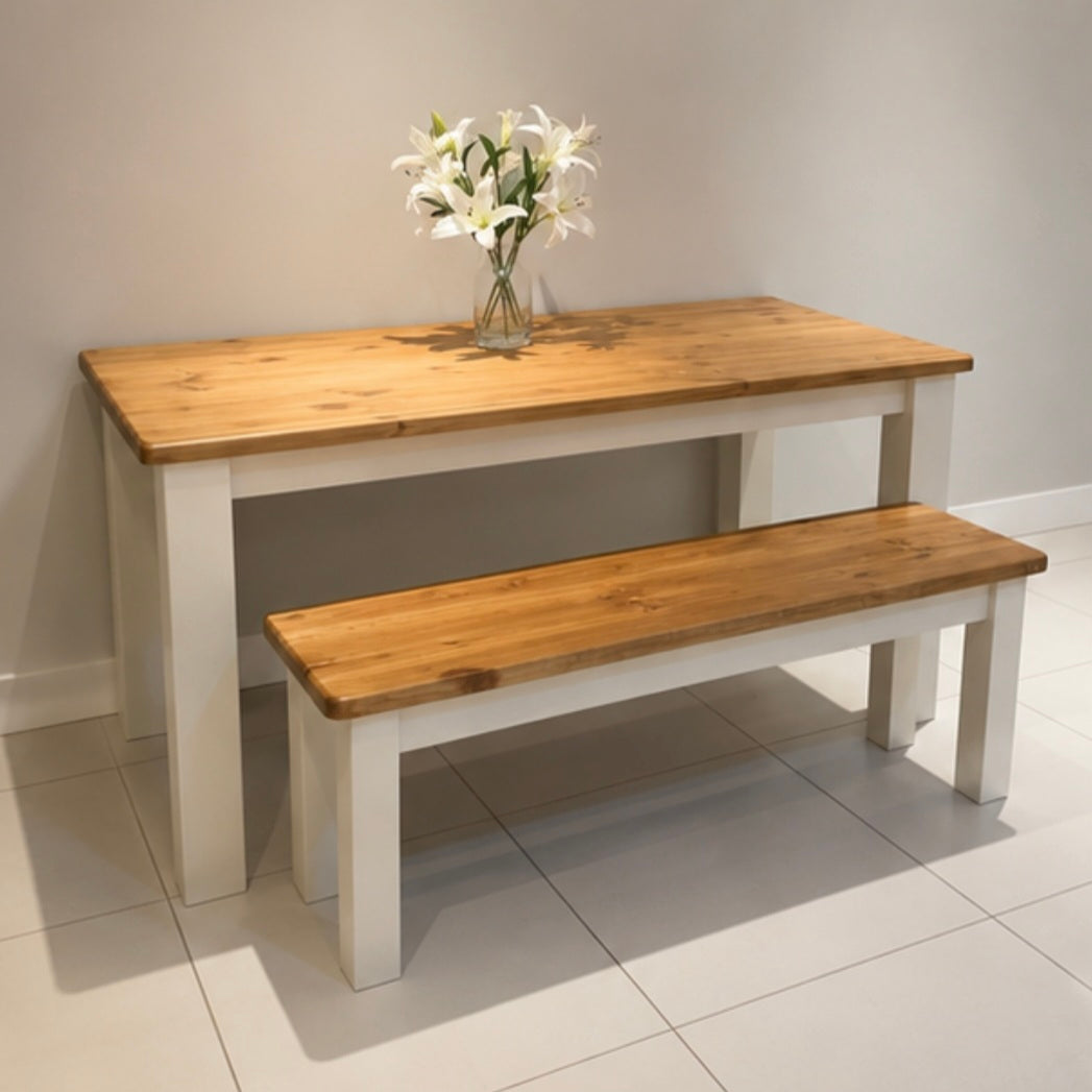 Chunky Dining Table & 1 Bench Set