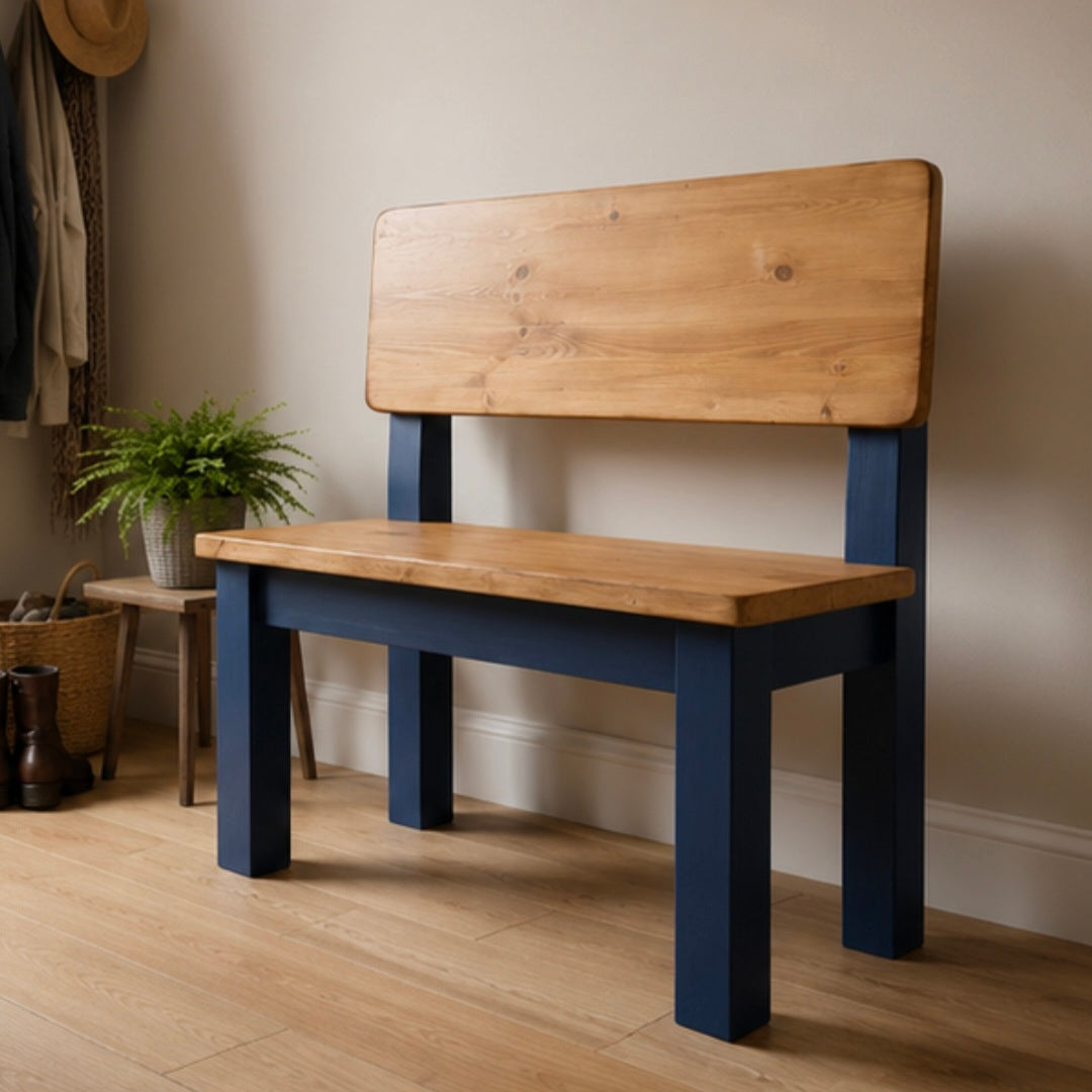 Farmhouse Backrest Dining Bench - Chunky Bench