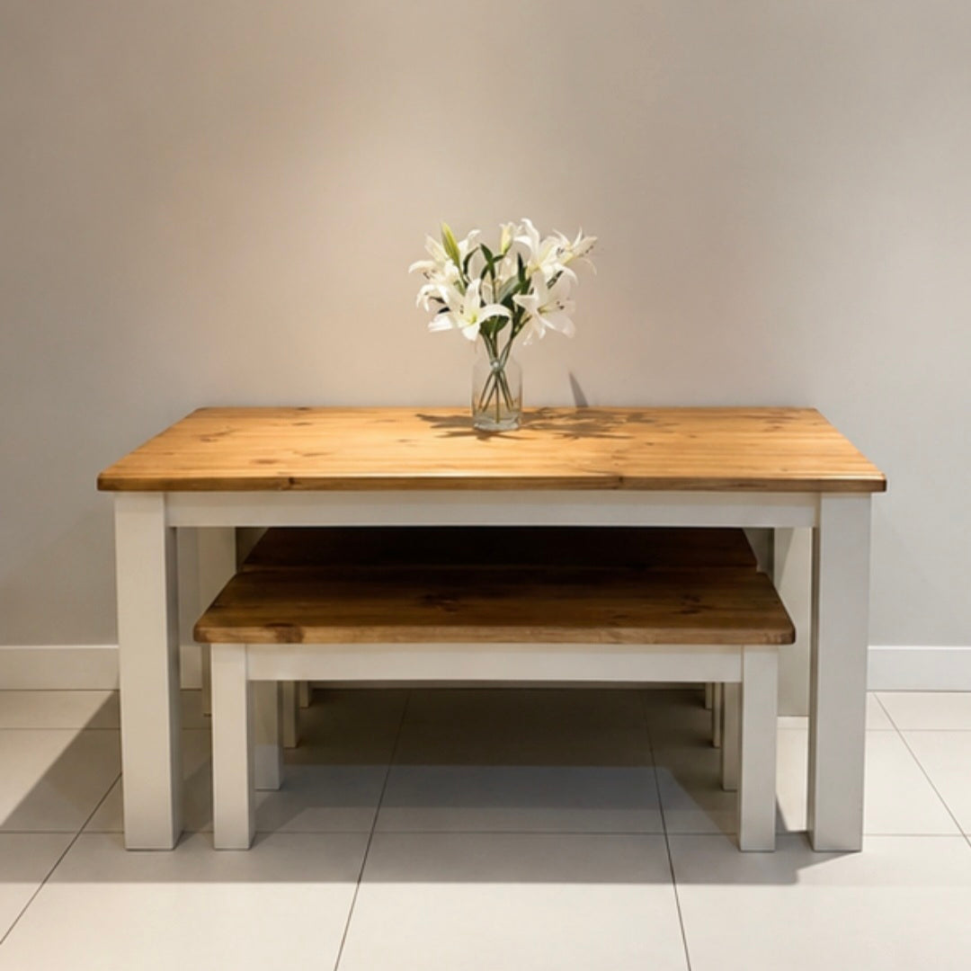 Chunky Dining Table & 1 Bench Set
