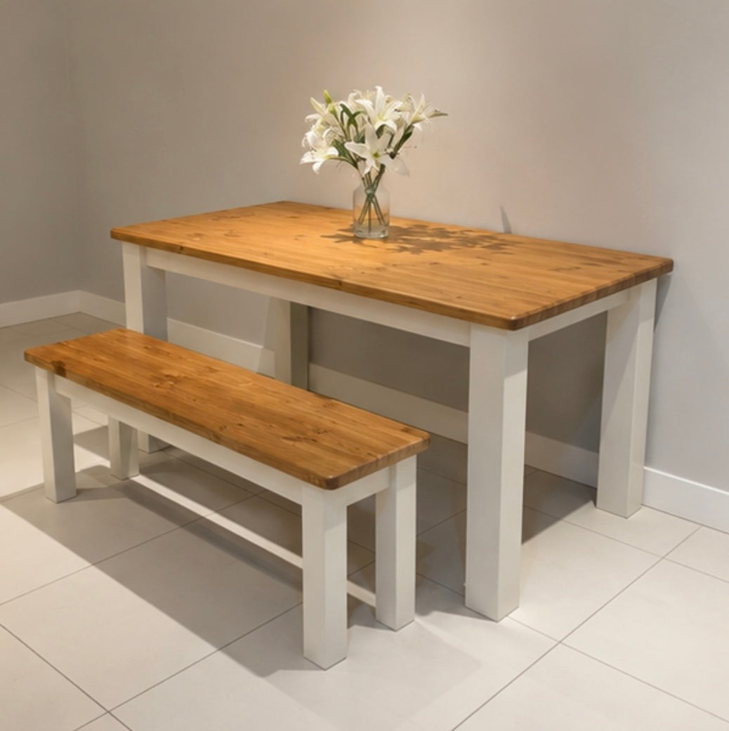 Chunky Dining Table & 1 Bench Set