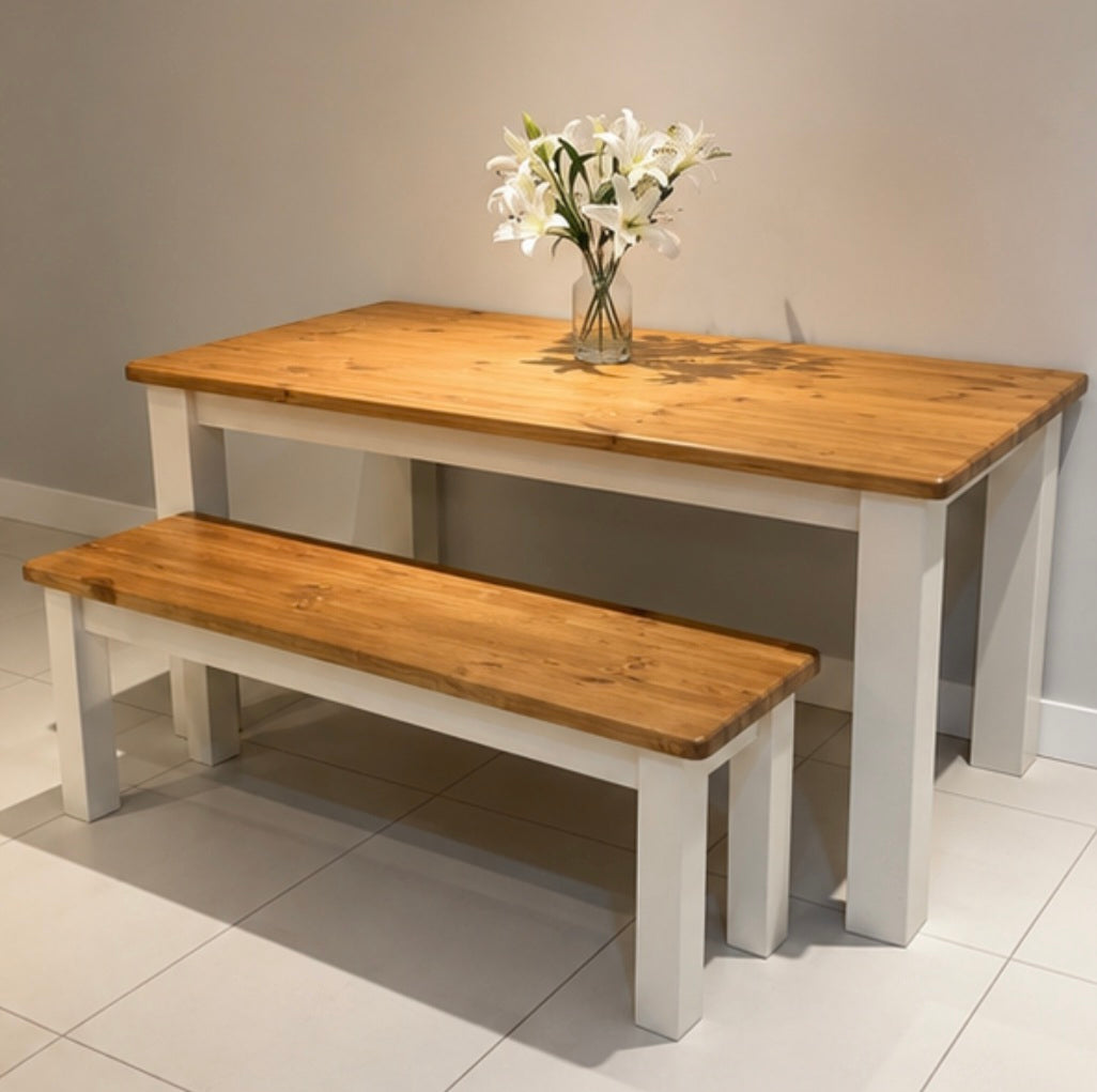 Chunky Dining Table & 1 Bench Set