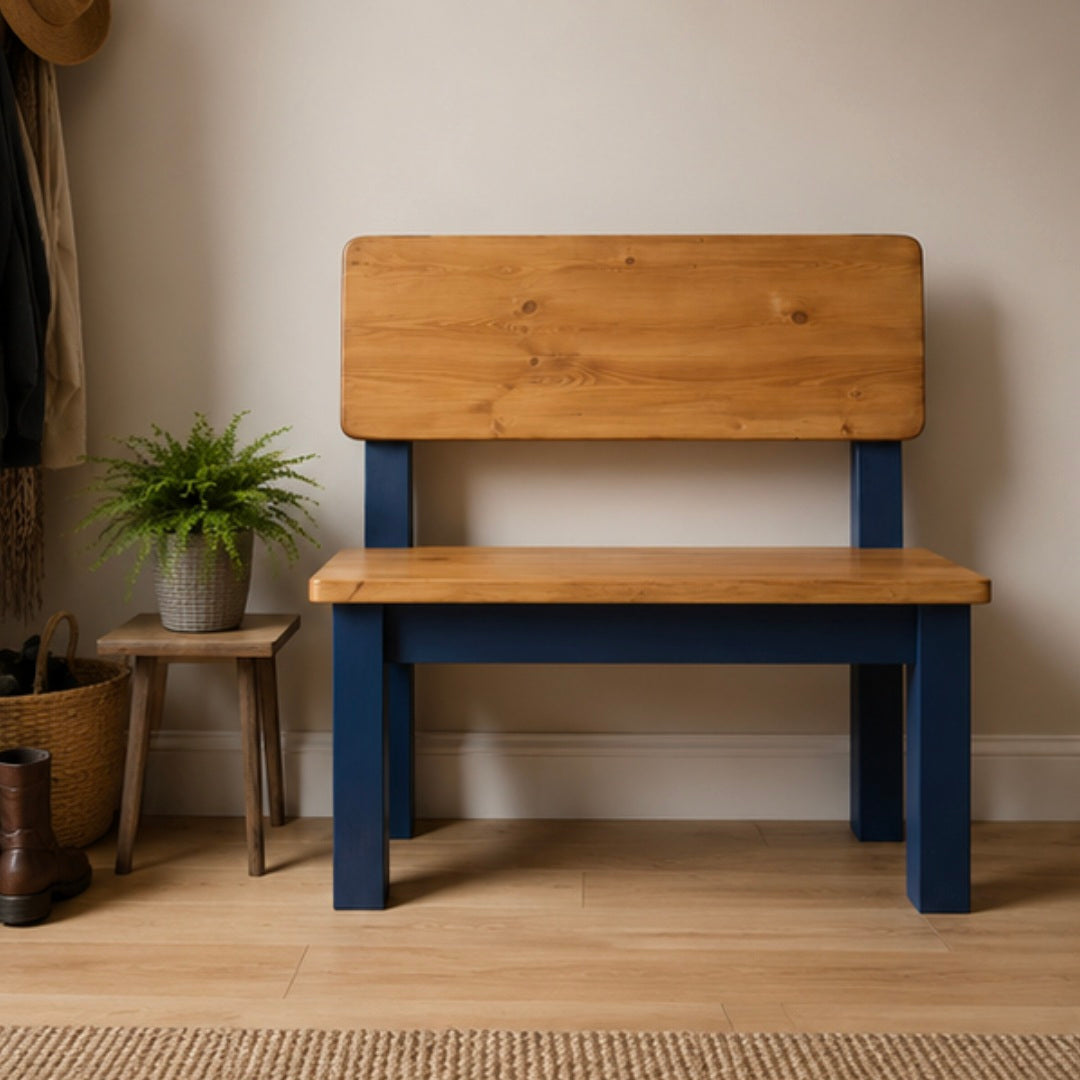 Farmhouse Backrest Dining Bench - Chunky Bench