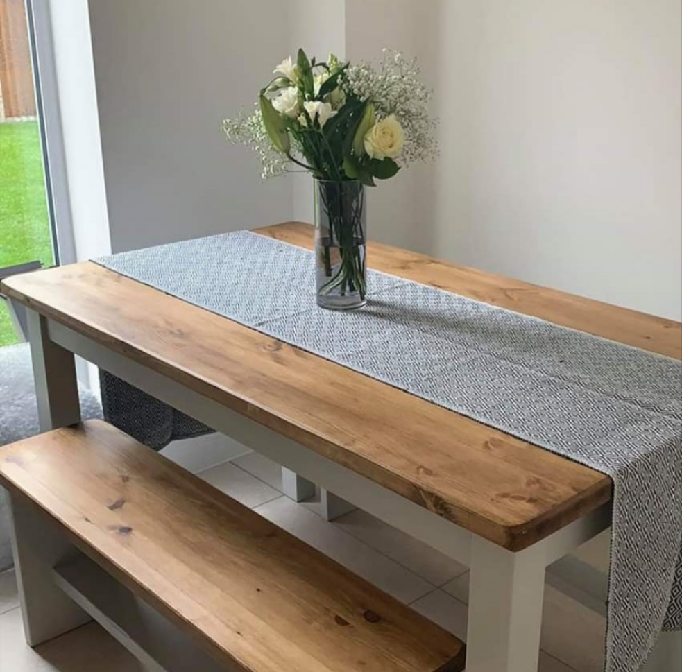 Slim kitchen online table with bench